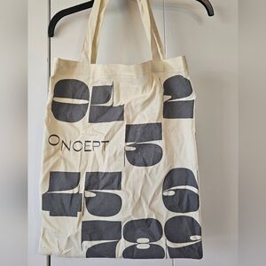 Cream and Black Graphic Tote Bag